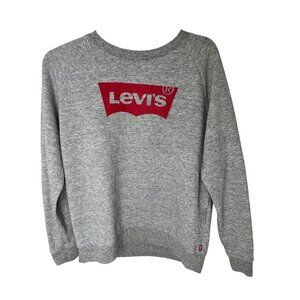 Levis Gray Crewneck Lightweight Sweatshirt With Red Logo Size Small Made Of Soft